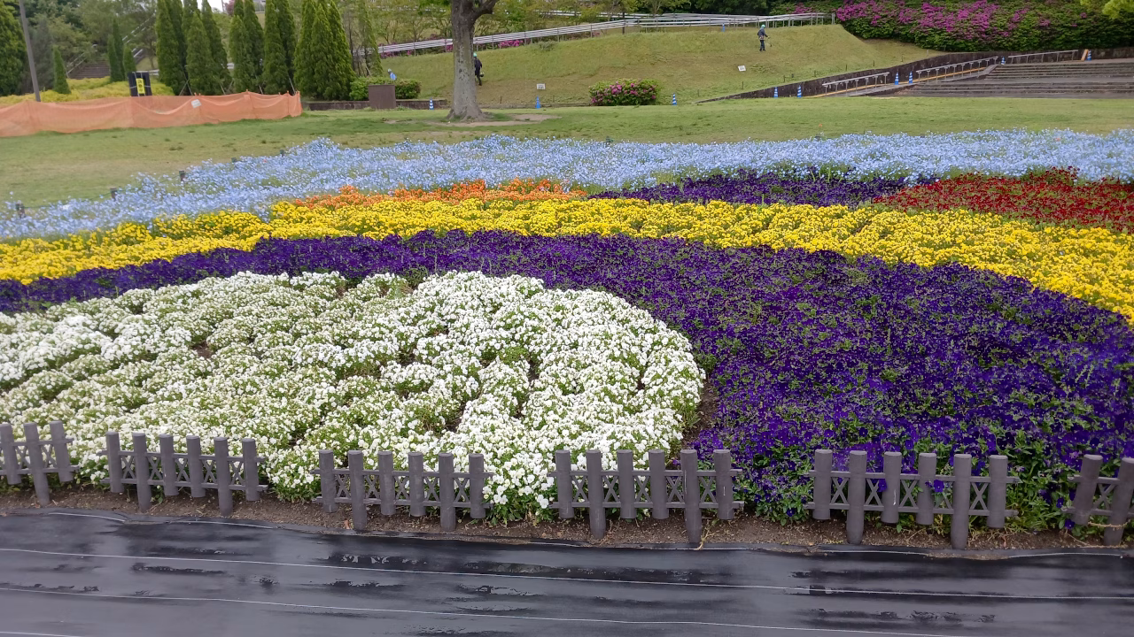 芝生広場の花壇